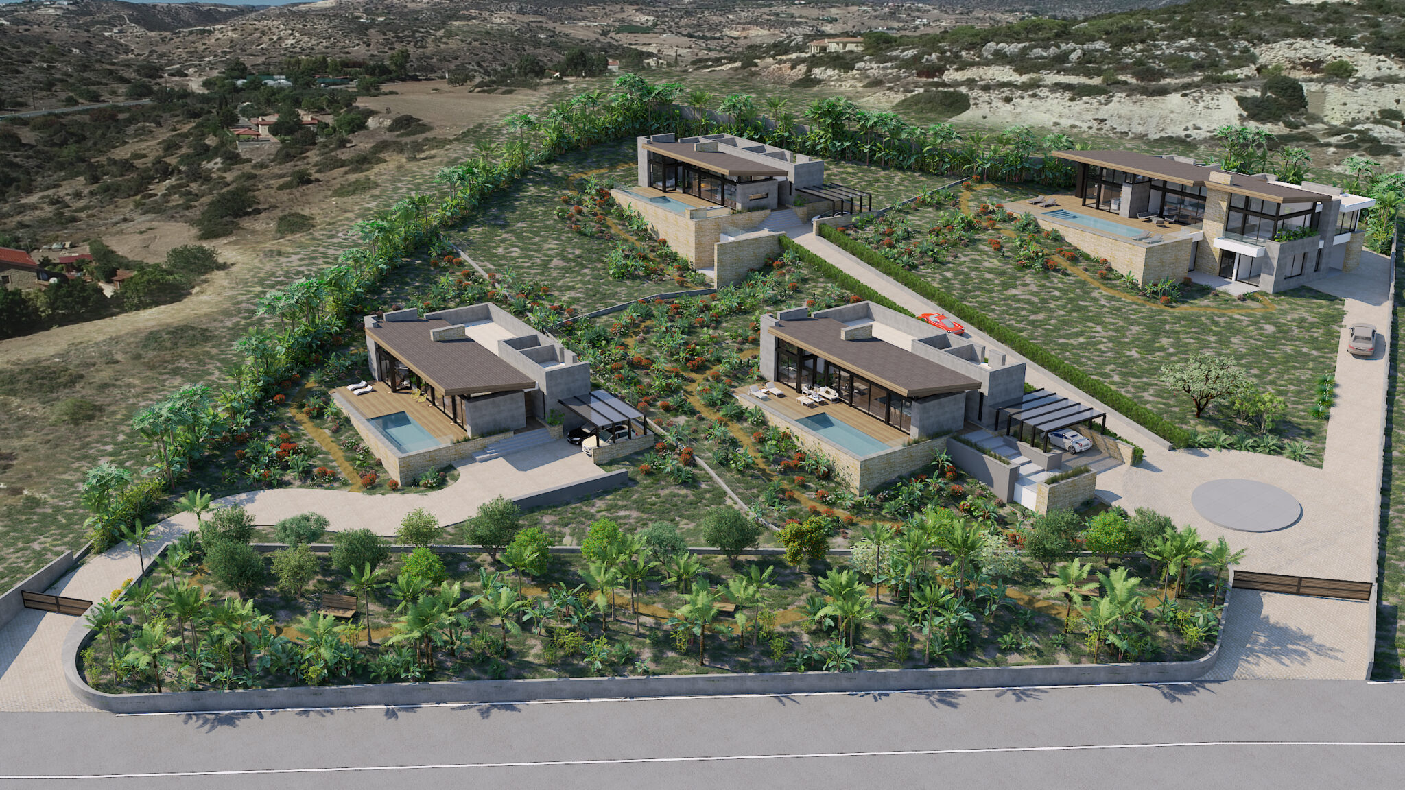 Panoramic 3D Visuals of secluded houses in Limassol