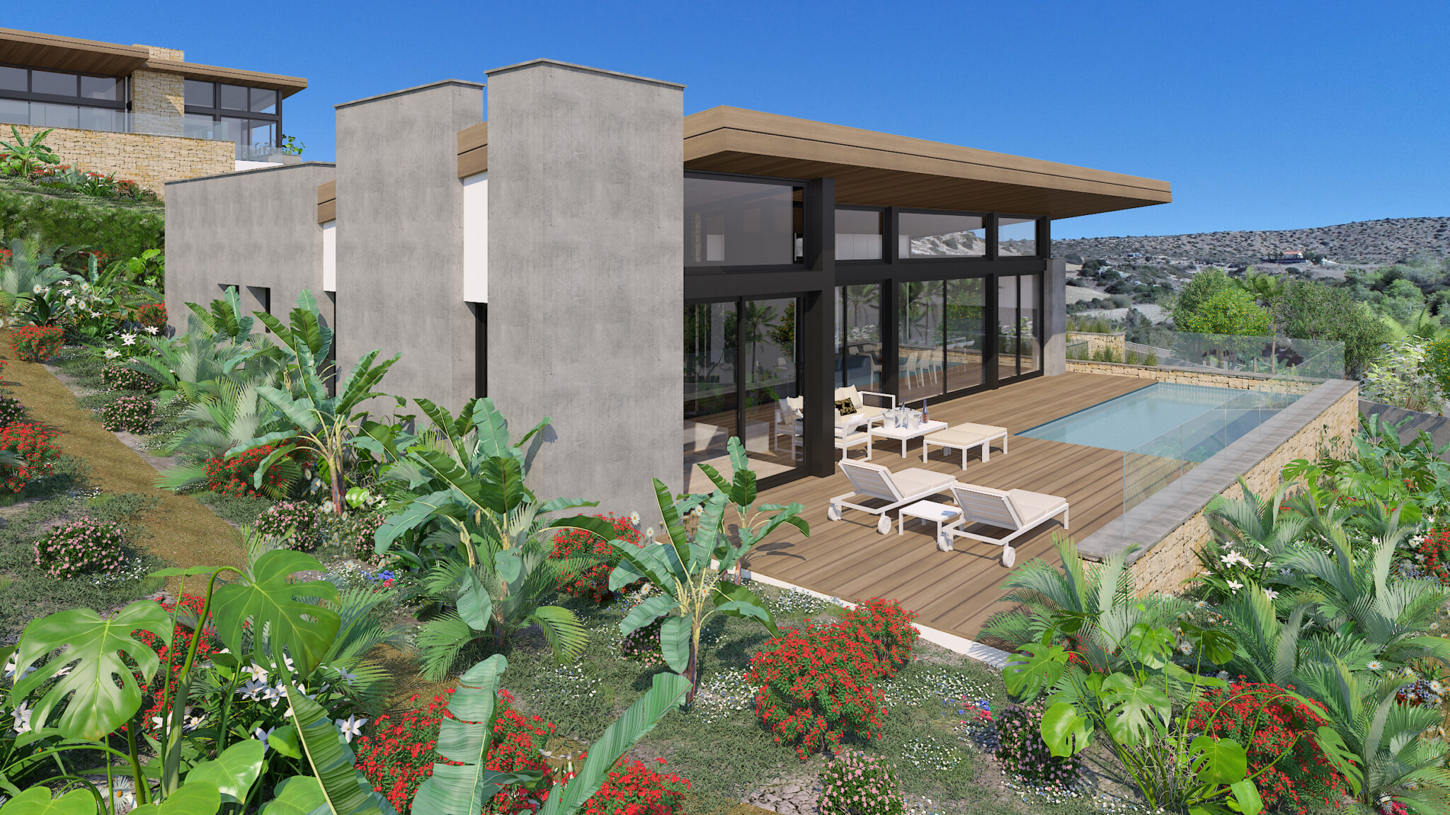 Panoramic 3D Visuals of secluded houses in Limassol