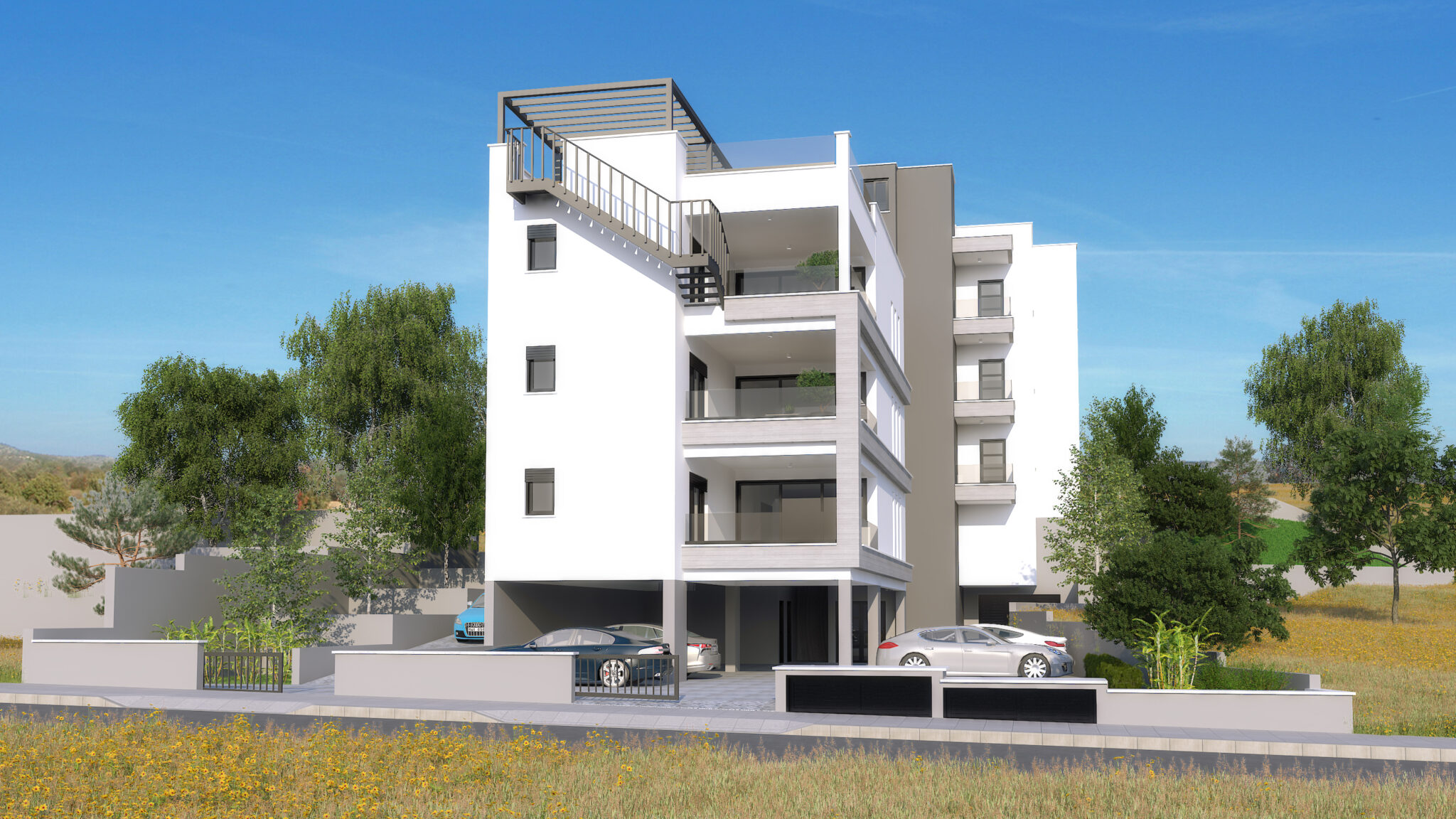 3D visuals of apartment building in Limassol