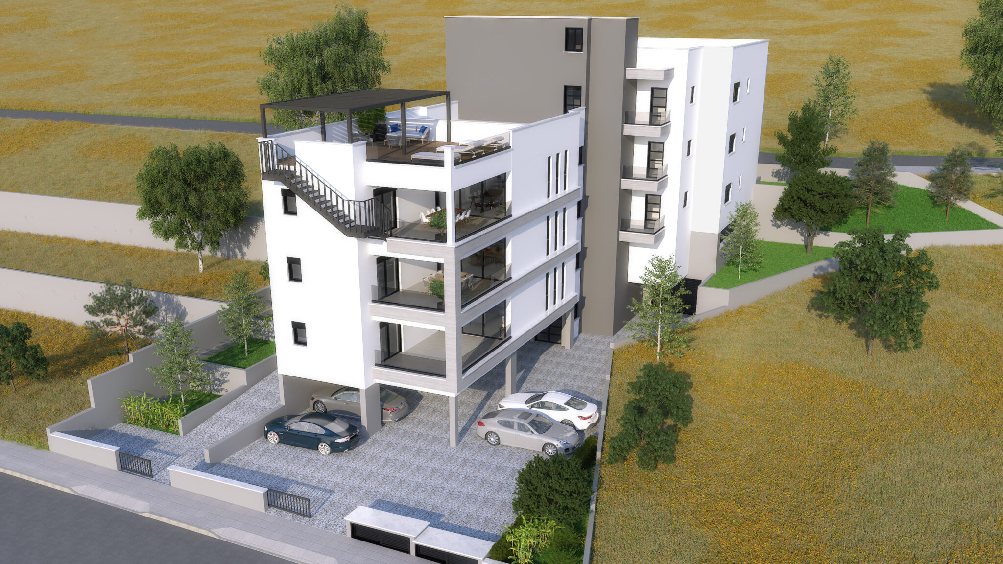 3D visuals of apartment building in Limassol