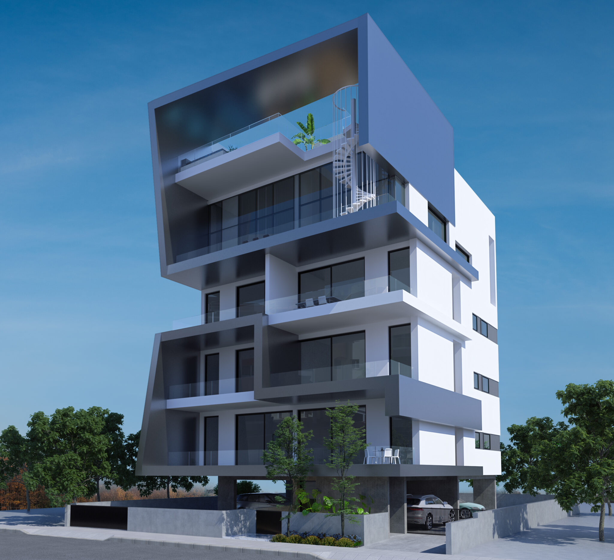 3D visuals of apartment building in Limassol